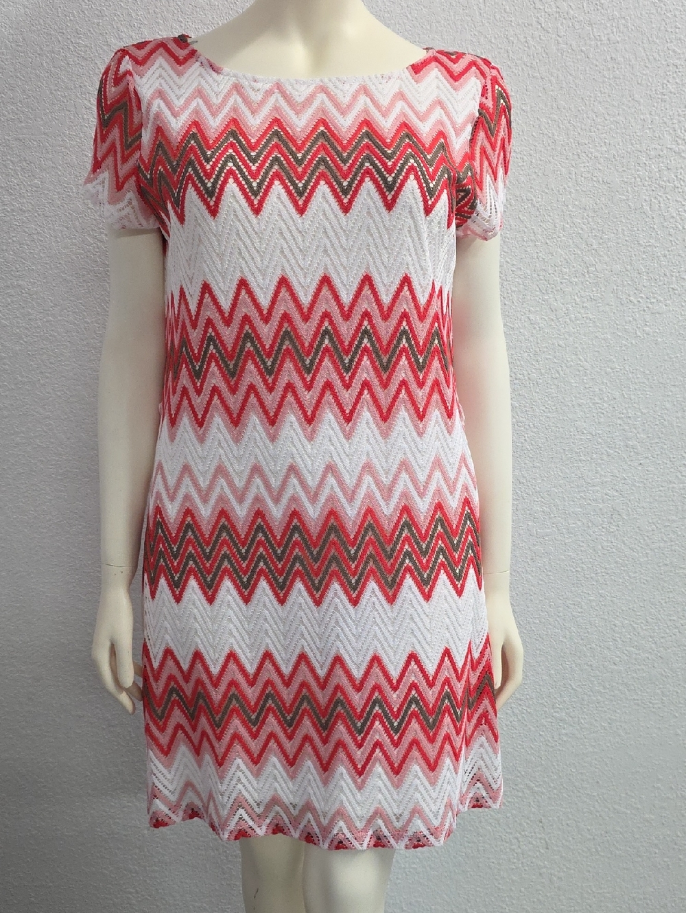 Tacera Zigzag Chevron Knit Lined Multicolor Chevron Sheath Dress Size XL